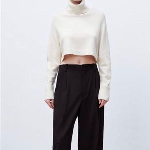 White High Neck White Knit Sweater